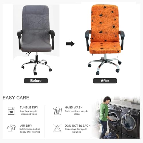 Halloween Office Chair CoversHorror Bloody Handprints Footprints on White Horror Theme Print Stretchable Slipcover for Modern Simplism Style High Back Boss Chair