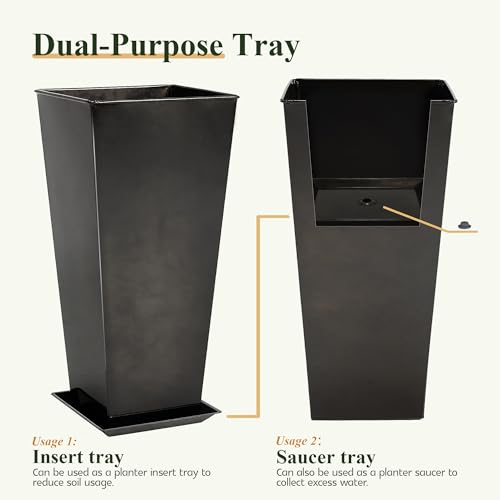 Garden 28" Large Metal Glazed Planter Set of 2 (2 Count)
