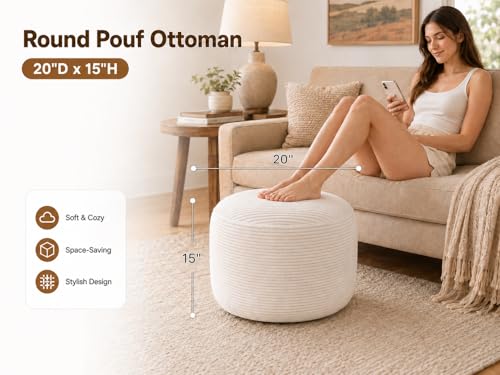 Round Pouf Ottoman Foot Rest 20 X 15
