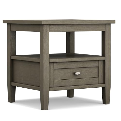 Warm Shaker 20" Wide Solid Wood End Table in Farmhouse Grey