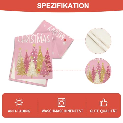 Pink Xmas Trees Table Runner Home Party Decor 13x108 Inch