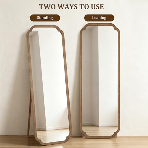Farmhouse Full Length Mirror with Stand 22x65 Inch