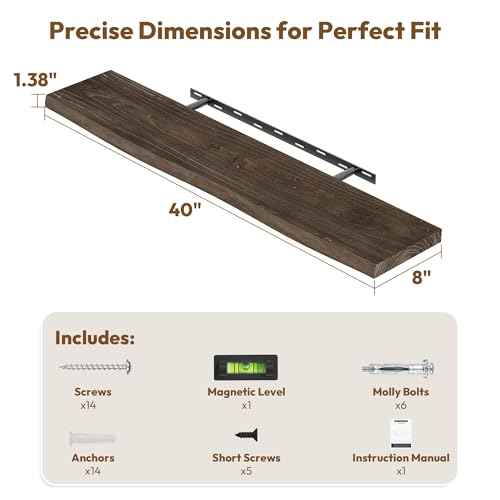 Wood Floating Shelves Live Edge 40” Set of 2 (2 Count)