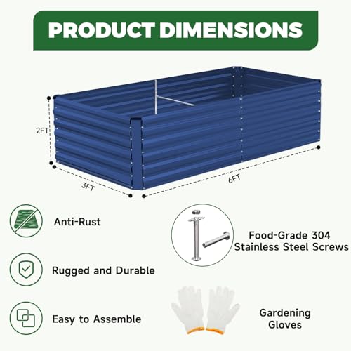 6x3x2ft Outdoor Metal Raised Garden Bed (4 Count)