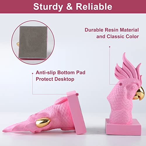 Cute Pink Parrot Decorative Bookends (2 Count)