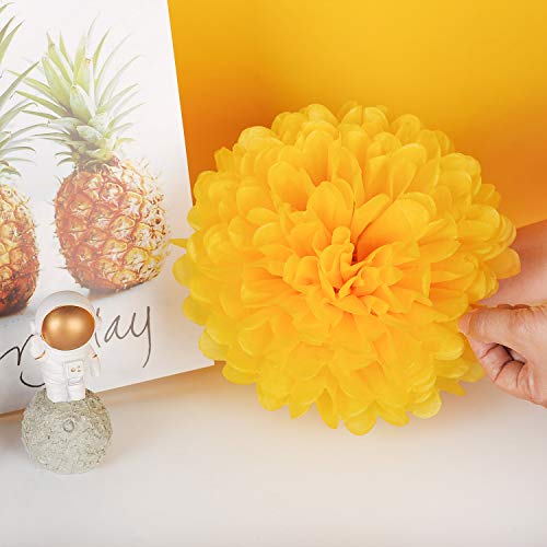 10" Yellow Tissue Pom Poms DIY Tissue Paper Flowers for Birthday Wedding Baby Shower Tea Party Dessert Table Decoration (18 Count)
