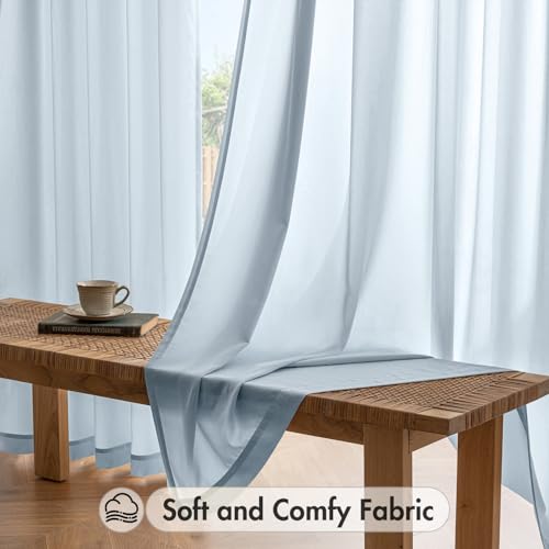 Light Blue Privacy Sheer Curtains 2 Panels 42W x 72L (2 Count)