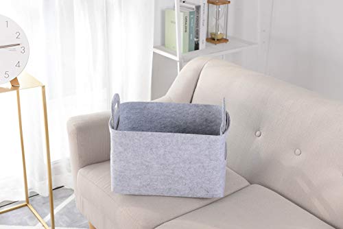 Storage Basket Felt Storage Bin Collapsible& Convenient Box Organizer with Carry Handles for Office Bedroom Closet Babies Nursery Toys Laundry