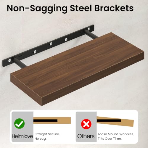 Floating Shelves 23.6" W x 9.3" D Walnut Set of 2