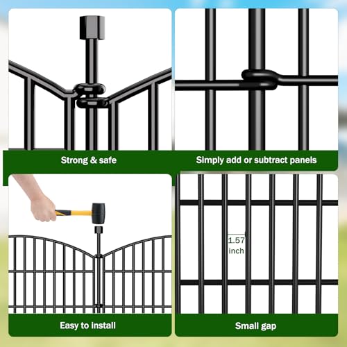 5 Panel No Dig Decorative Garden Fence 48" H x 11.4'L Outdoor Dog Barrier (9.8 Sq Ft)
