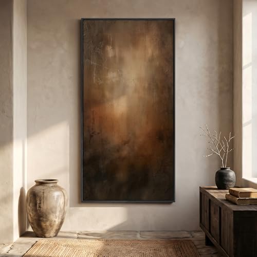 Large Framed Brown Moody Abstract Wall Art