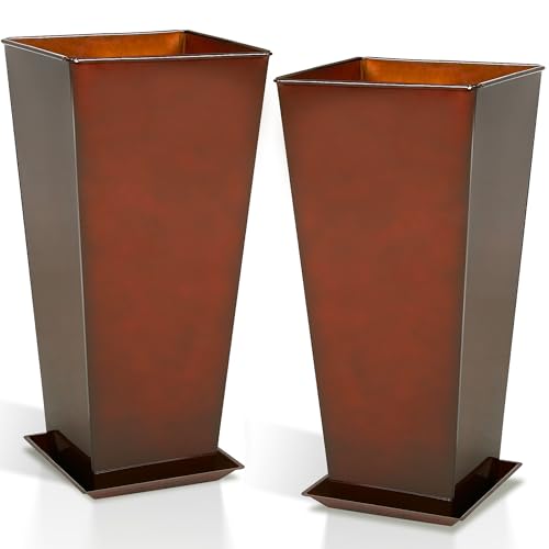 Garden 28" Large Metal Glazed Planter Set of 2 (2 Count)