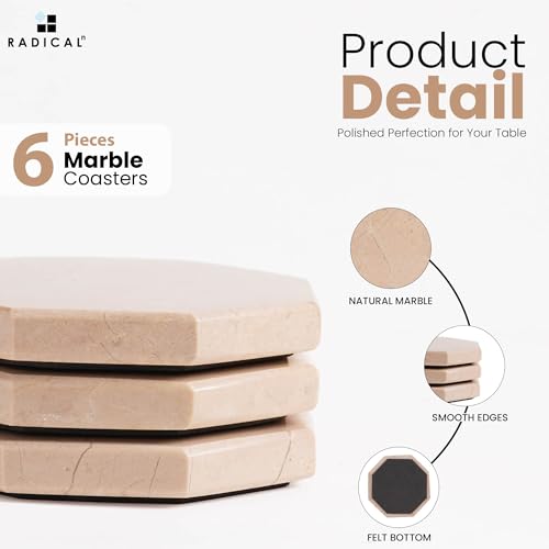 Star Marble Stone Coasters Set of 6