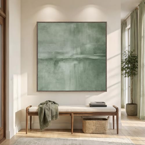 Extra Large Framed Green Abstract Wall Art Decor for Living Room