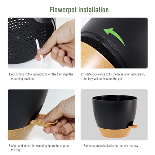 12/10/9 inch Large Self Watering Pots for Indoor Plants, Set of 3 (3 Count)
