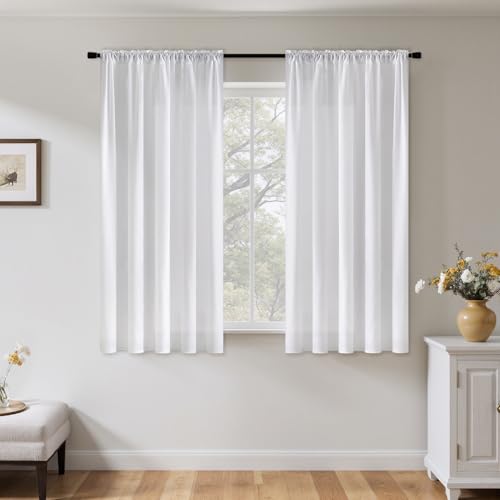 White Privacy Sheer Curtains 2 Panels 42W x 45L (2 Count)