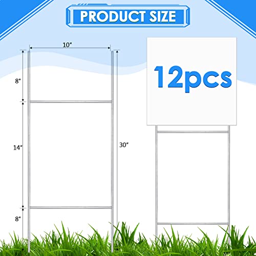 12 Pcs Heavy Duty Metal H Frame Yard Sign Wire Stakes 30'' x 10'' (12 Count)