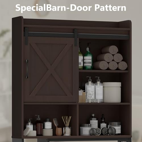 Farmhouse Over The Toilet Cabinet with Sliding Doors