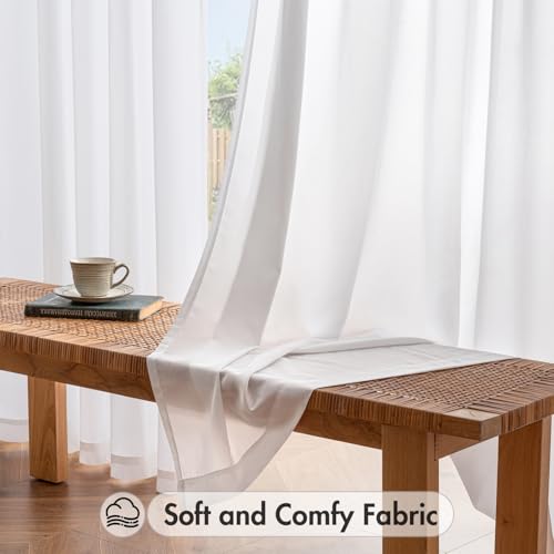 White Privacy Sheer Curtains 2 Panels 42W x 54L (2 Count)