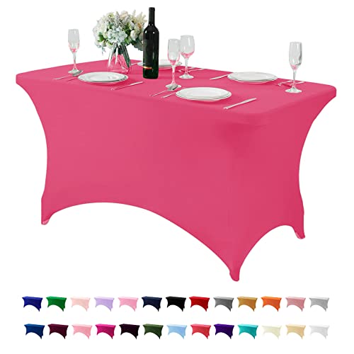 Spandex Table Cover for 4FT or 6ft or 8ft Table Universal Fitted Stretch Tablecloth for Party