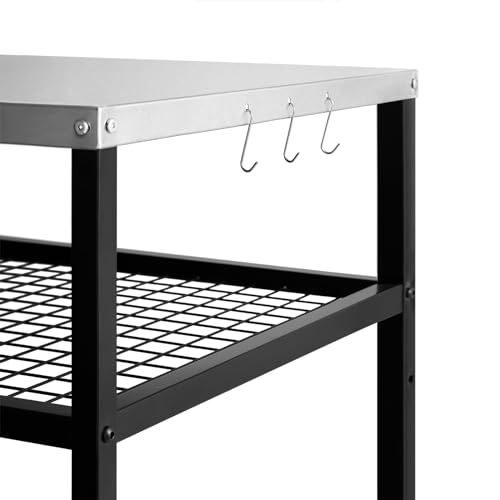 Stainless Steel Outdoor Grill Cart Pizza Oven Stand Trolley Table with Wheels Three