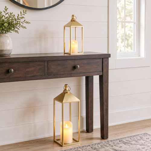 Set of 2 Decorative Lanterns with Candles (24 Count)