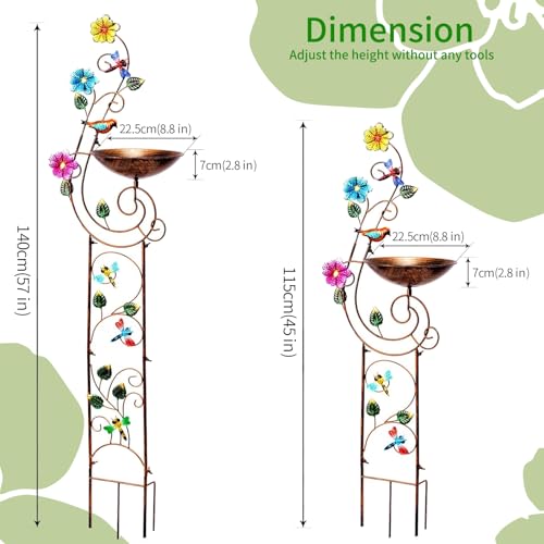 Metal Bird Bath with Trellis for Outside