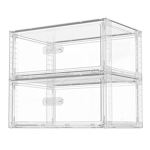 2 Pack Large Clear Stackable Storage Drawers for Closet (2 Count)
