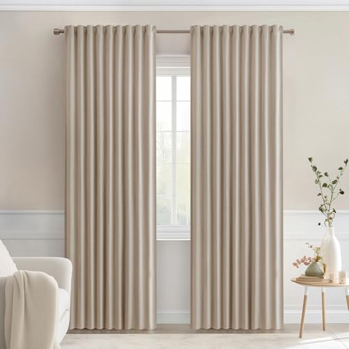 Taupe Back Tab Blackout Curtains 52x84 Inch Length 2 Panels Set (2 Count)