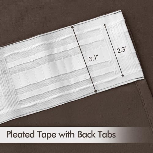 Chocolate Brown Back Tab Blackout Curtains 52x96 Inch Long 2 Panels (2 Count)