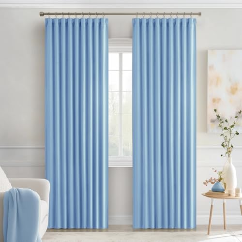 Sky Blue Back Tab Blackout Curtains 52x90 Inch Long 2 Panels Set (2 Count)