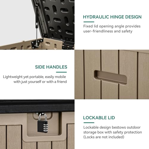 260 Gallon Large Deck Box with Divider & Side Handles