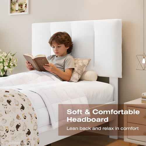 Twin Size Bed Frame with Upholstered Headboard