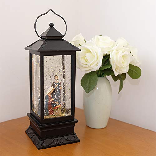 Nativity Singing Snow Globe Lantern with 6 Hour Timer