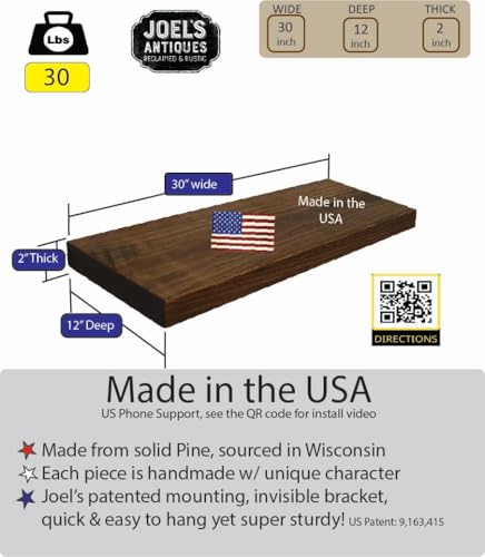 30 Inch Wooden Floating Shelves for Wall