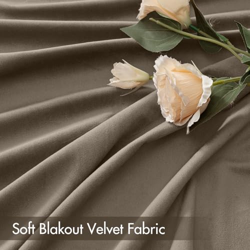 Taupe Blackout Velvet Curtains Drapes 96 Inch Long 52"x96" Bedroom (2 Count)