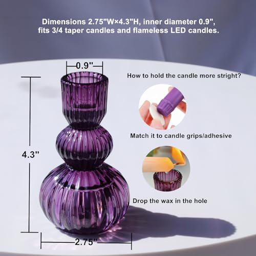 Purple Taper Candle Holders Set of 3 (3 Count)