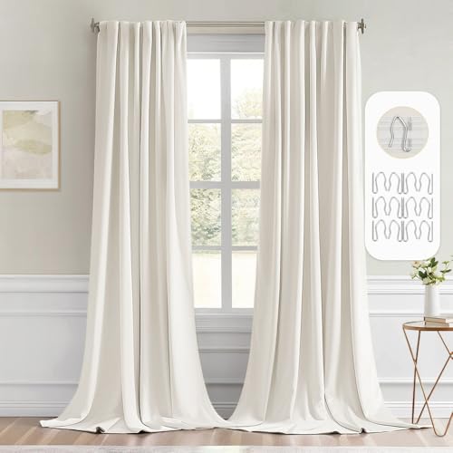 Ivory Back Tab Blackout Curtains 52x108 Inch Long 2 Panels Set