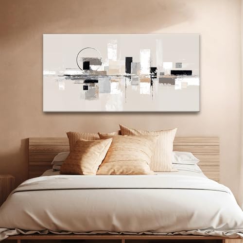 Abstract Canvas Art Wall Decor Black White Wall Art Painting 20" × 40"