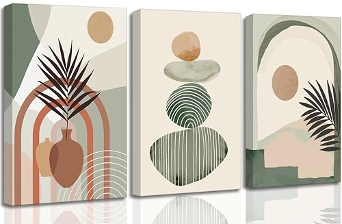 3 Pcs Mid Century Modern Boho Abstract Canvas Wall Art 16x24in (3 Count)