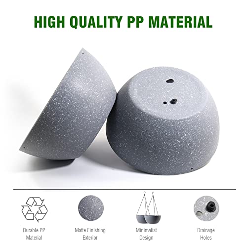 13 inch Large Hanging Planters Plant Pots for Outdoor Indoor Plants with Drainage Holes and Chain (2 Count)