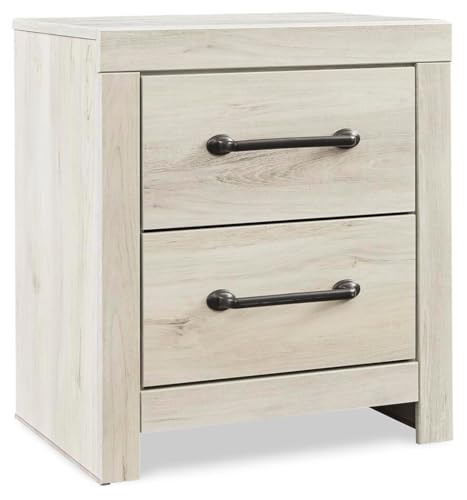 2 Drawer White Nightstand with Charging Station