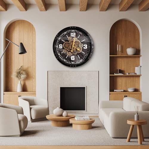 27 inch Large Real Moving Gears Wall Clocks for Living Room Decor