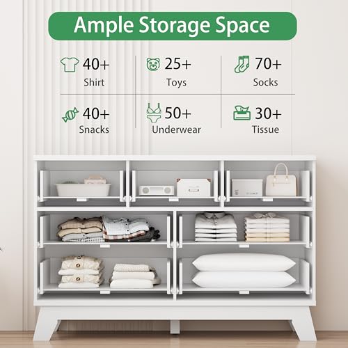 Fluted Dresser for Bedroom with 7 Drawers