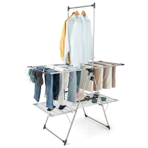 Foldable Clothes Drying Rack with 6