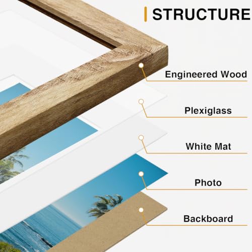 8x10 Picture Frames Set of 9 for Wall Mount & Tabletop (9 Count)