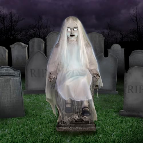 4.0 Ft. Sitting Tombstone Girl Animatronic by Tekky