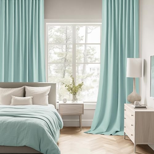 Aqua Back Tab Blackout Curtains 52x63 Inches Long 2 Panels Set (2 Count)