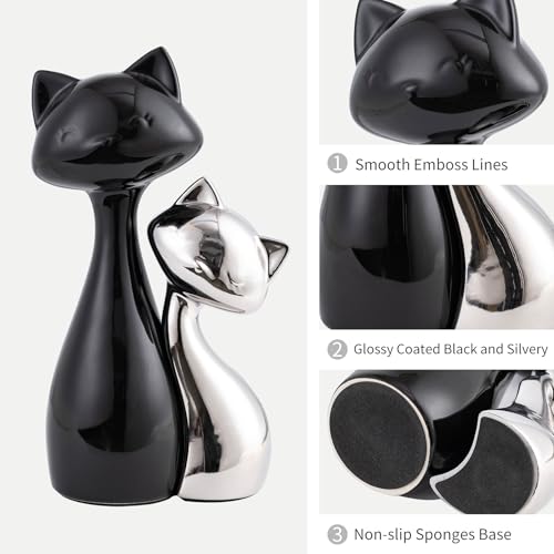 Ceramic Cat Statue Set of 2 (2 Count)