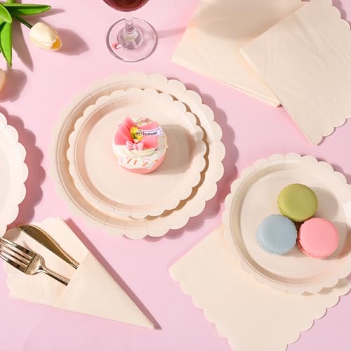 150 Pcs Ivory Paper Plates and Napkins (150 Count)